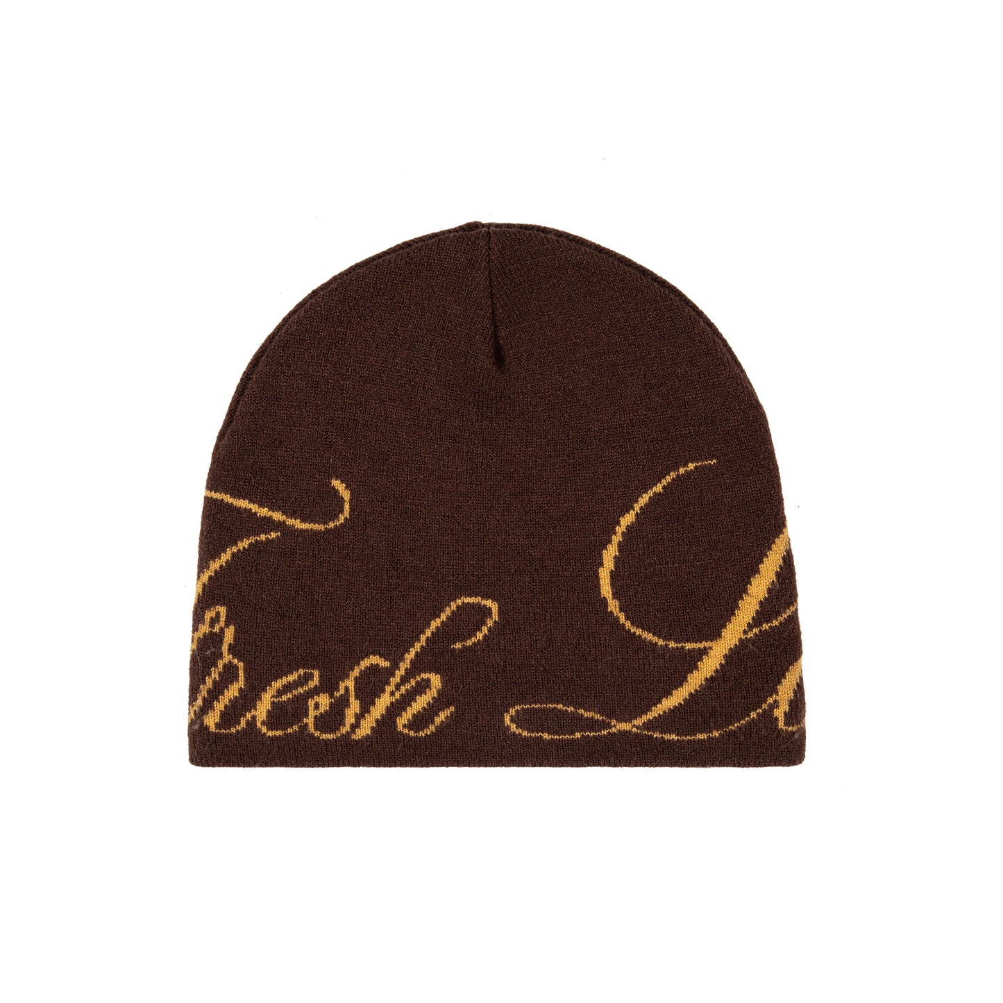 BROWN SCRIPT BEANIE