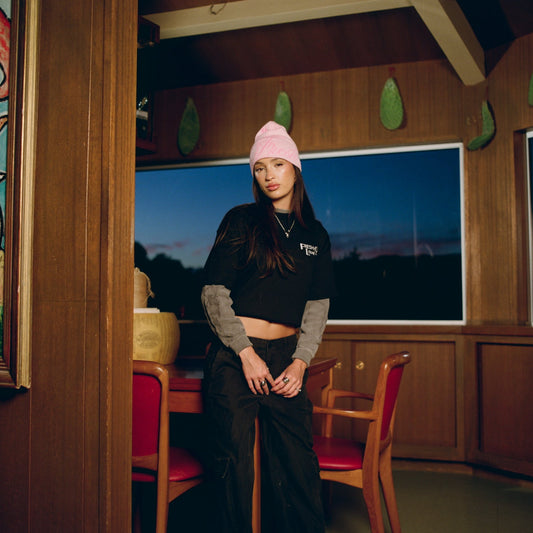 PINK SCRIPT BEANIE