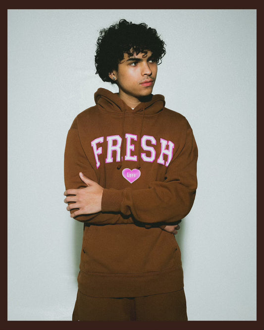 Fresh Love Varsity Hoodie - Brown